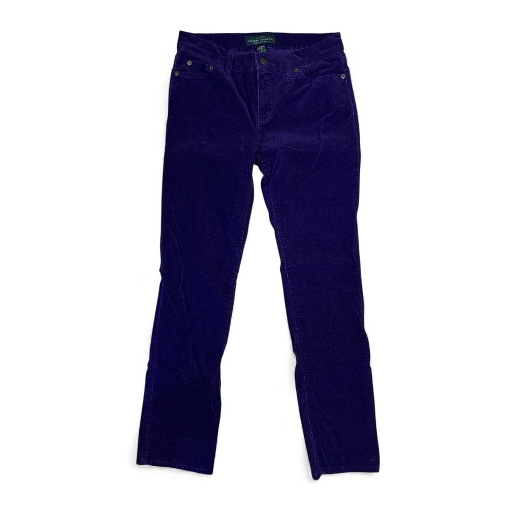 Lauren Ralph Lauren Classic 4 Straight Corduroy Pants Women's Purple - Picture 3 of 5